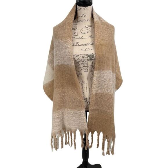 Steve‎ Madden Tassel Scarf Cream/Tan One Size NWT - Picture 2 of 10